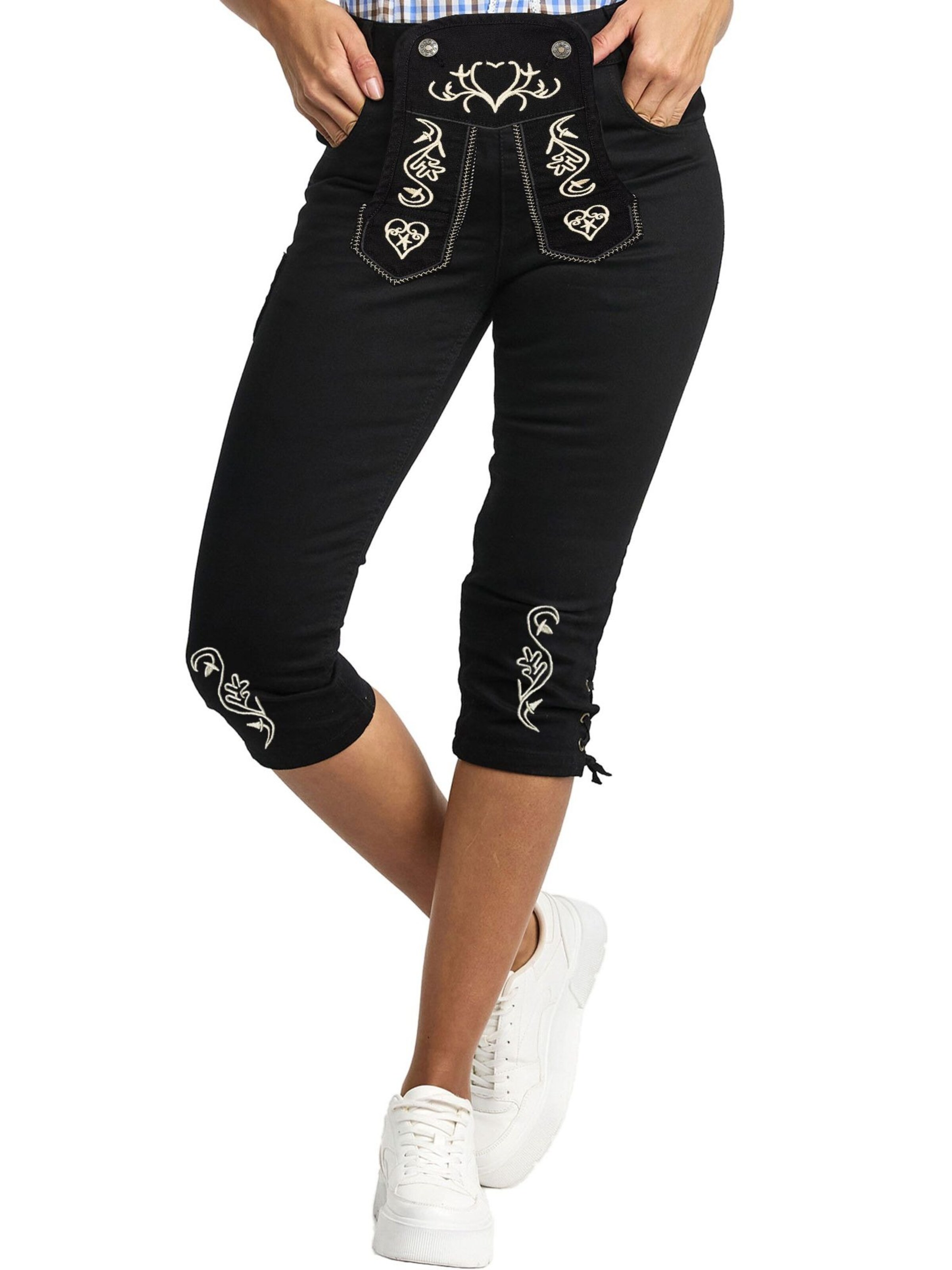 Steigenhöfer Regular Trachtenhose 'Ida' in Schwarz: Vorderseite