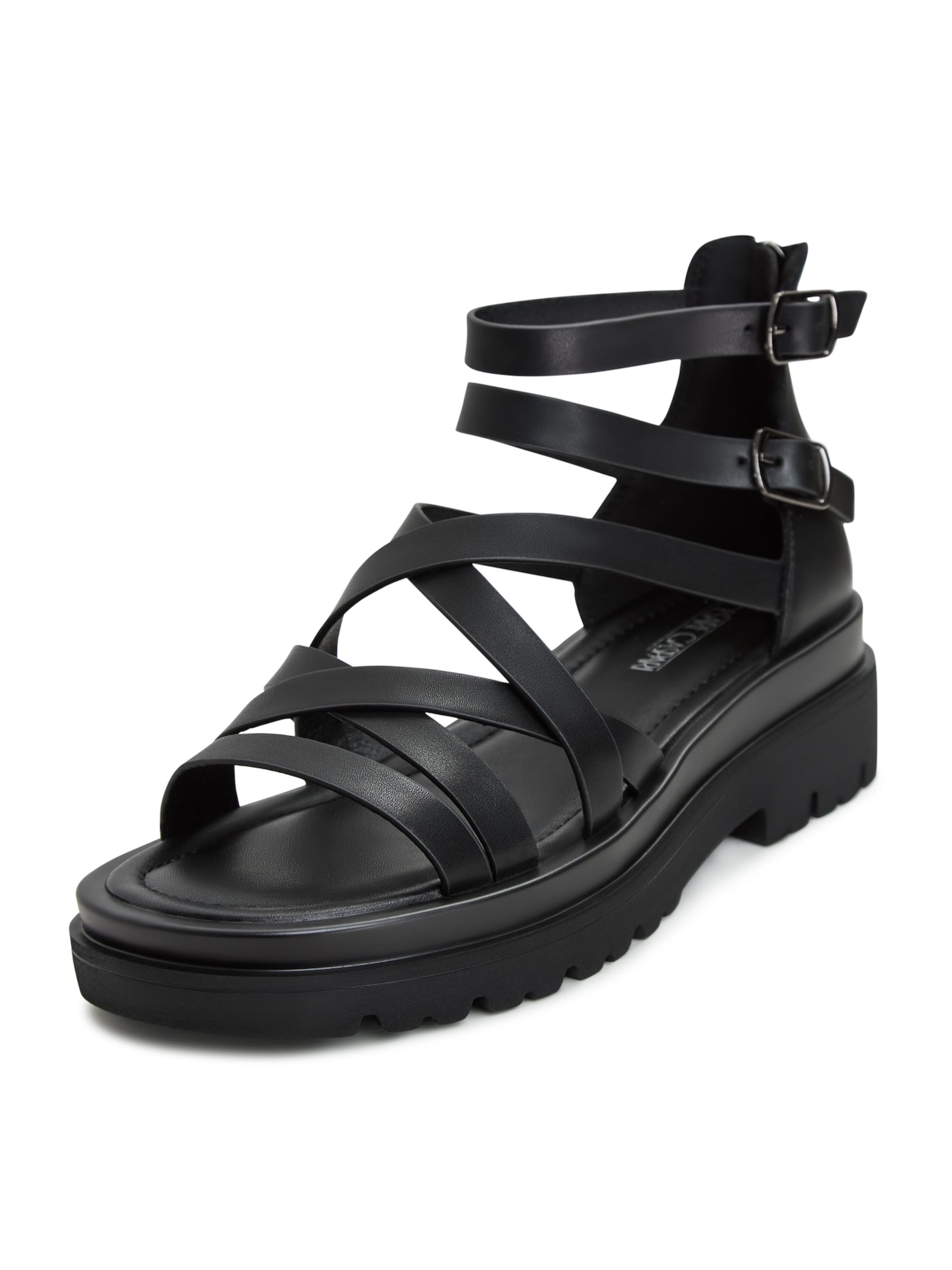 CESARE GASPARI Strap Sandals in Black: front