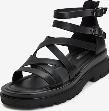 CESARE GASPARI Strap Sandals in Black: front