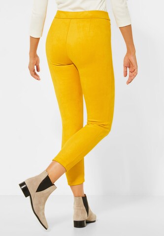 STREET ONE Skinny Velours-Hose mit High Waist in Gelb