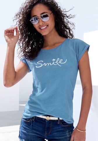 BEACH TIME Shirt in Blauw