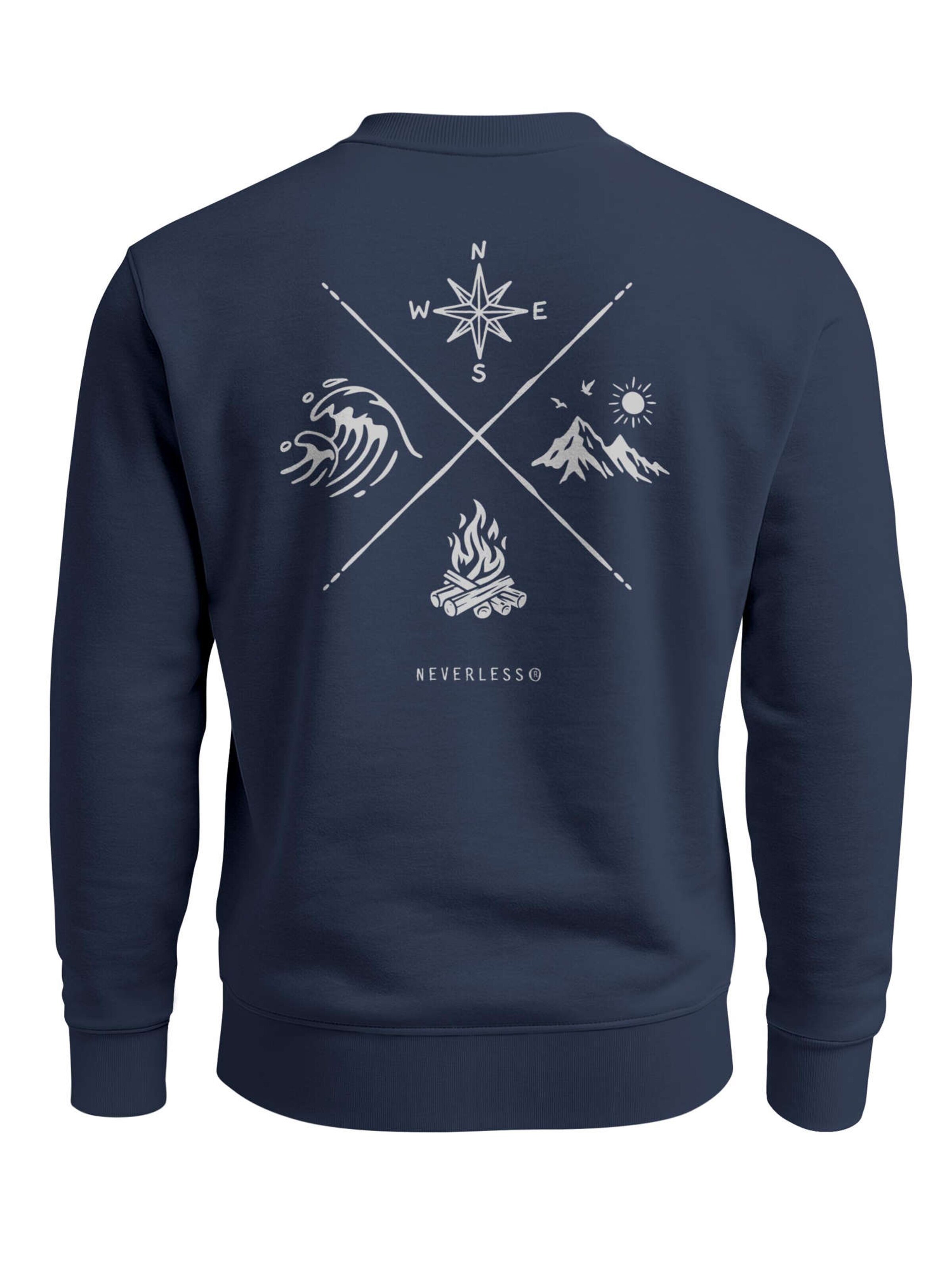 Neverless Sweatshirt 'Nature Compass' in Blue: front