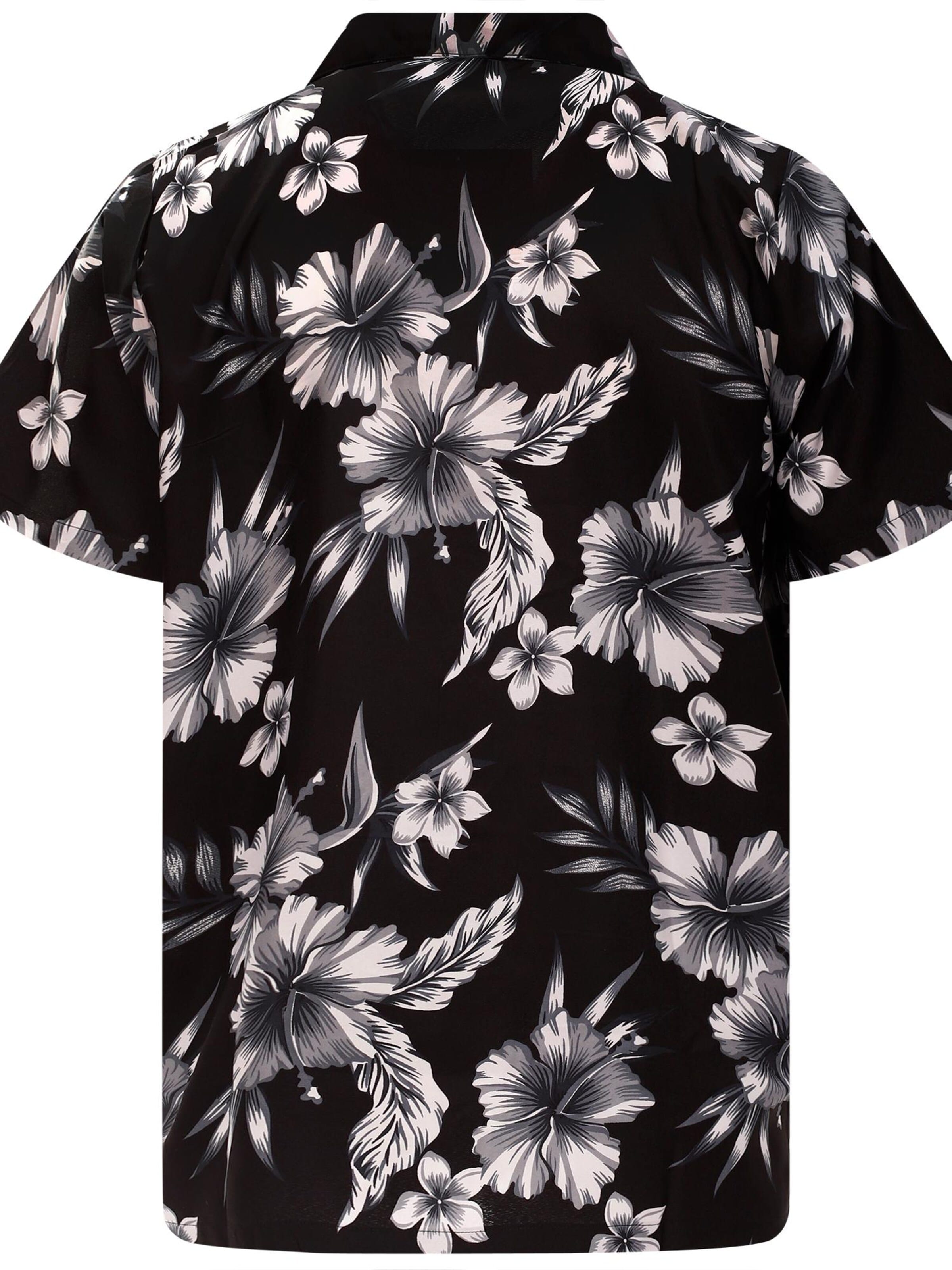 King Kameha Shirt 'Mono Flowers' in Grijs