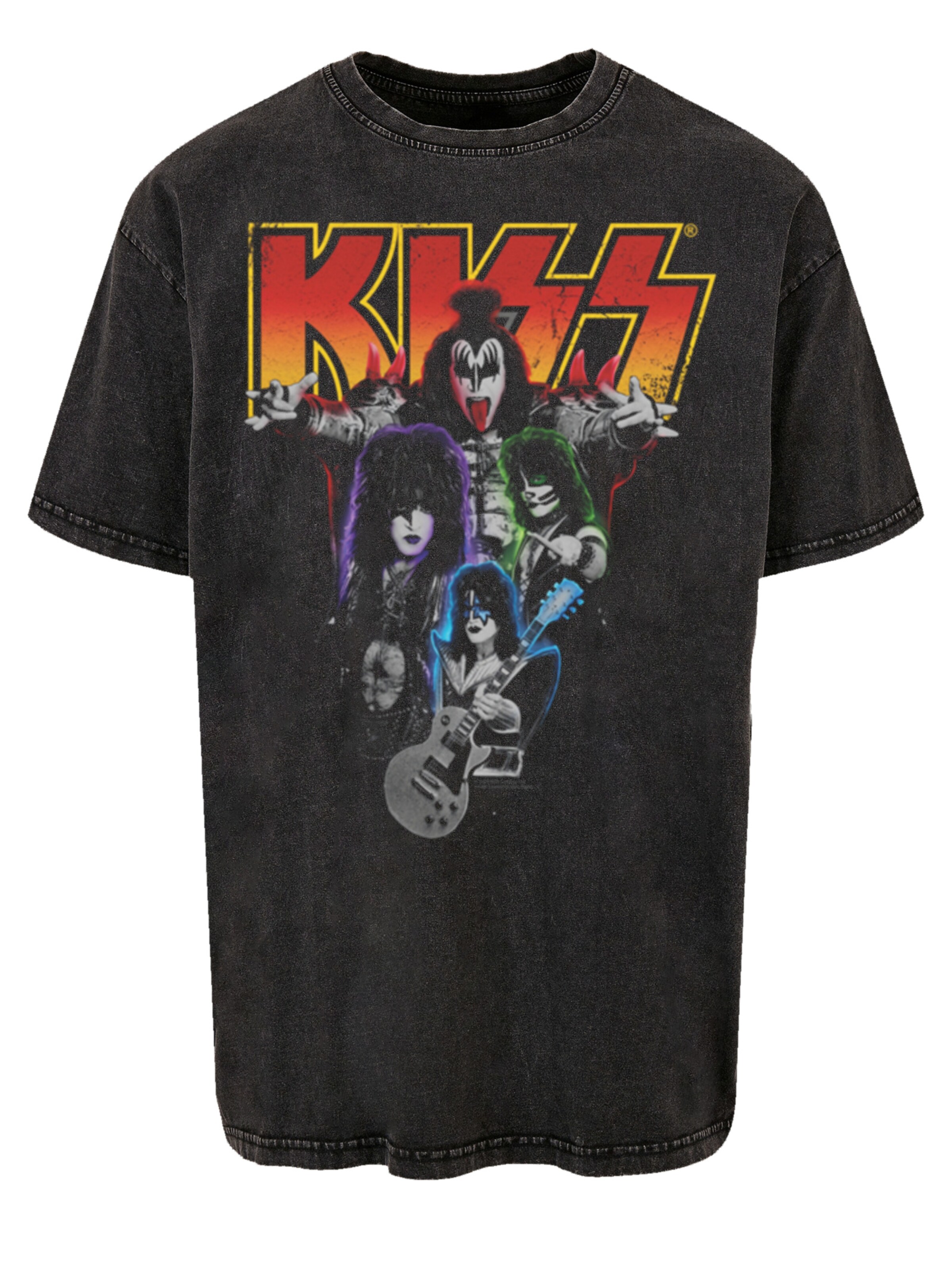 T-Shirt 'Kiss Neon Band' F4NT4STIC en noir : devant