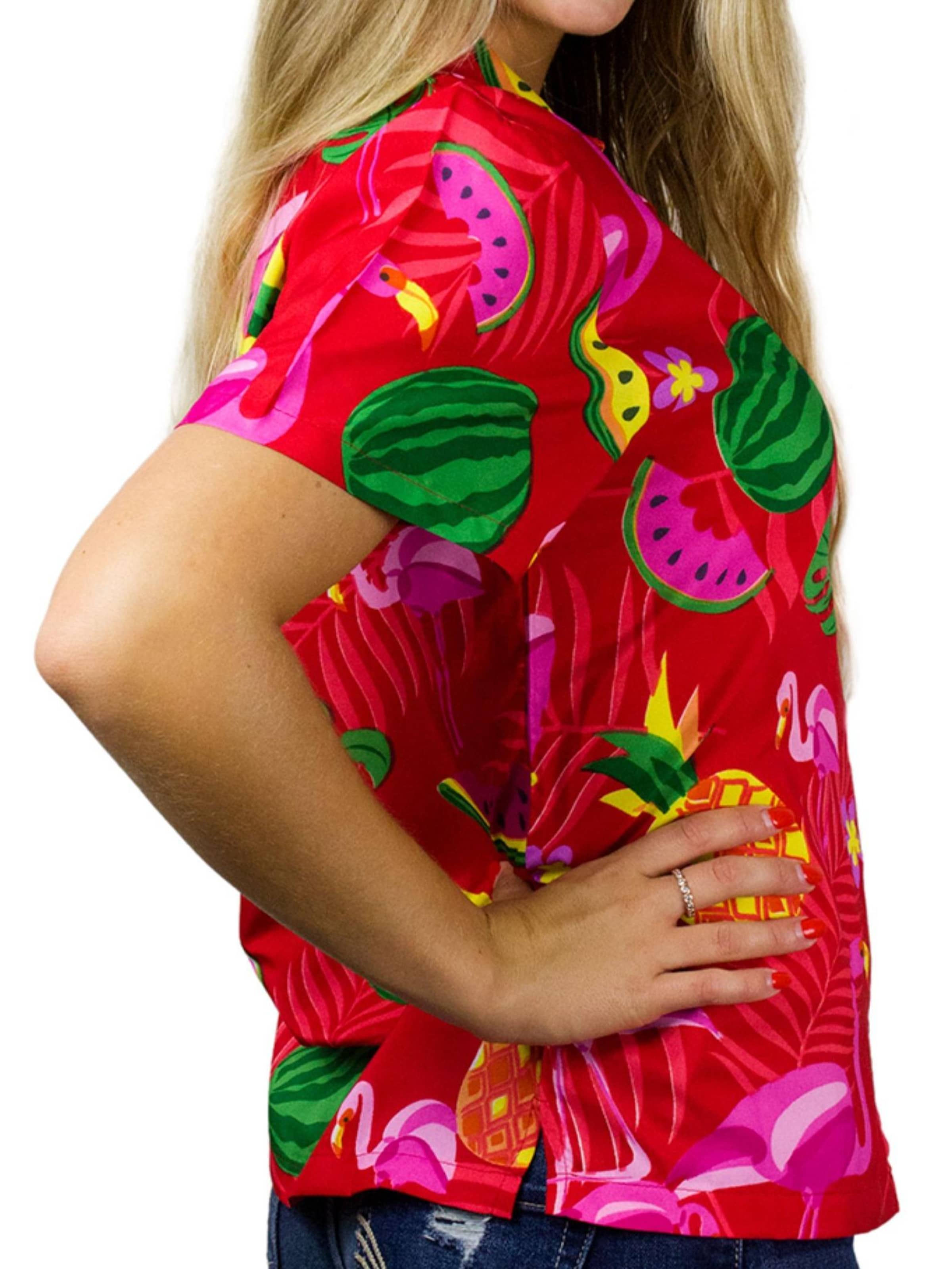 King Kameha Bluse 'Flamingo Melone'‌ in Rot