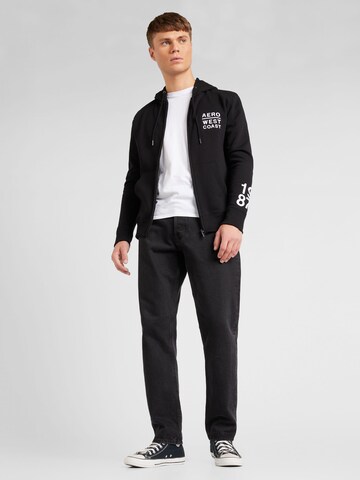 AÉROPOSTALE Zip-Up Hoodie in Black