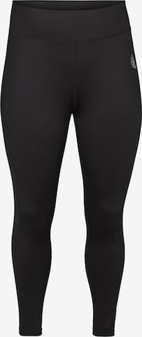 Active by Zizzi Skinny Sportbroek 'ABASIC' in Zwart: voorkant