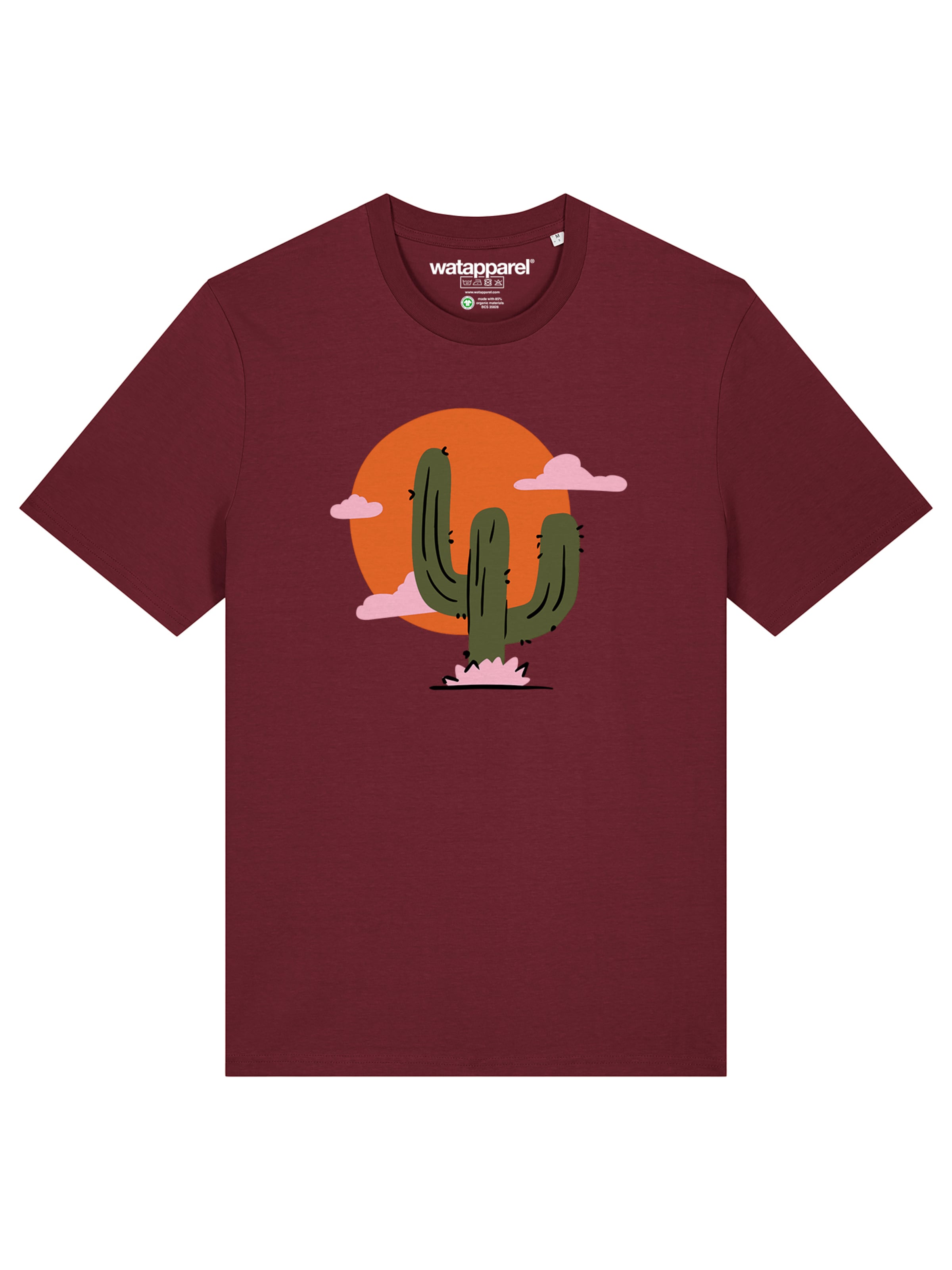 T-Shirt 'Kaktus Im Sonnenuntergang' Watapparel en rouge : devant