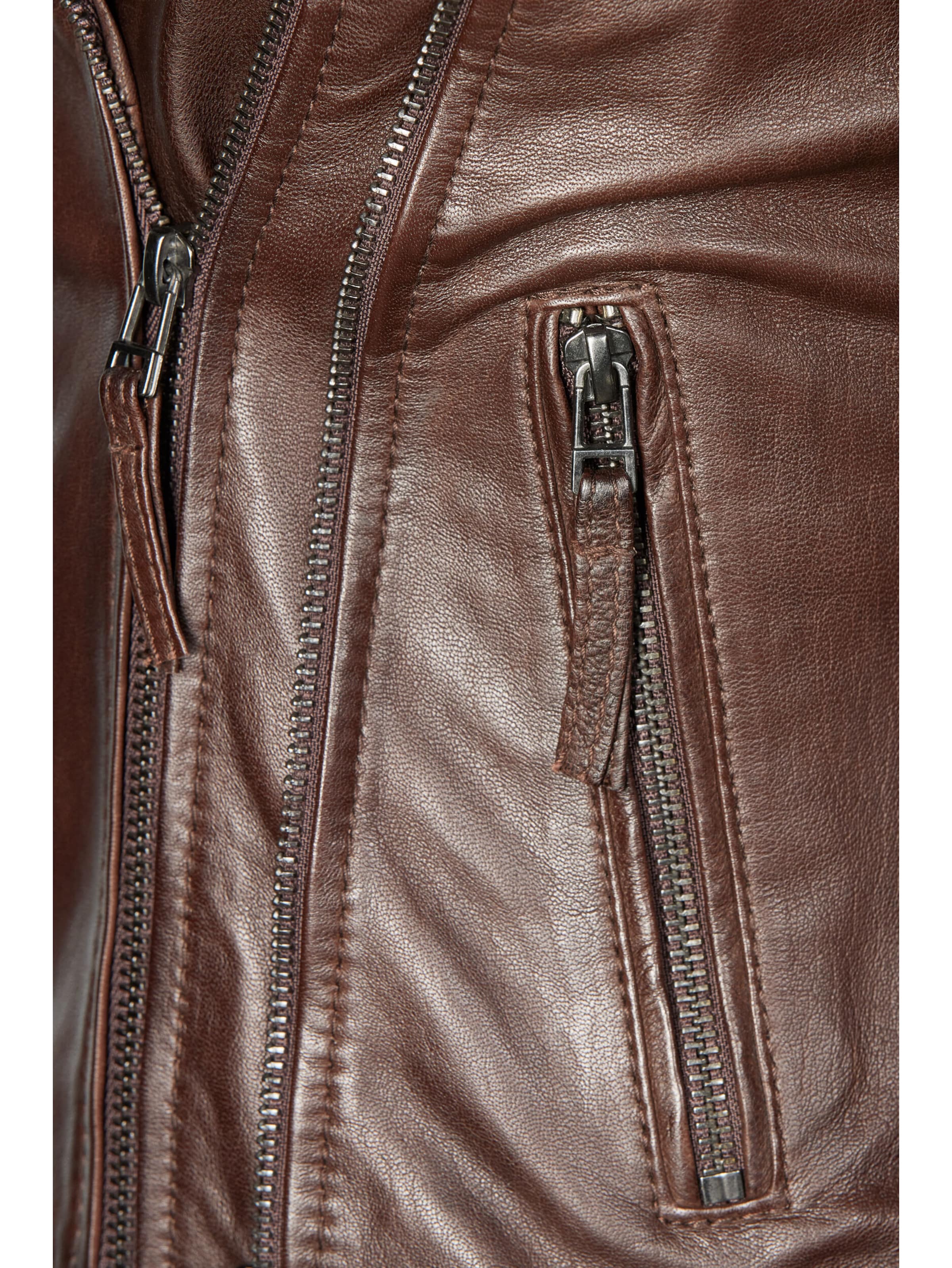 Apple of Eden Lederjacke taillierte Passform in Braun