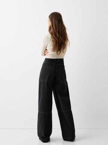 Wide leg Jeans de la Bershka pe negru