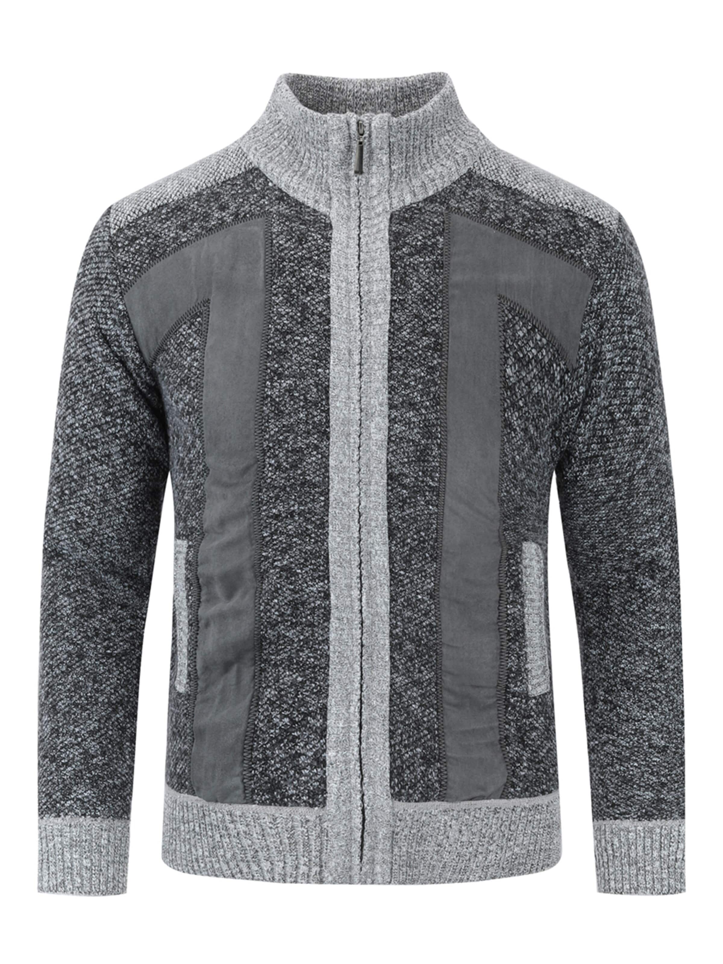 YOUTHUP Strickjacke 'Verarbeitung'‌‌‌‌‌‌‌‌‌‌ in Grau: Vorderseite