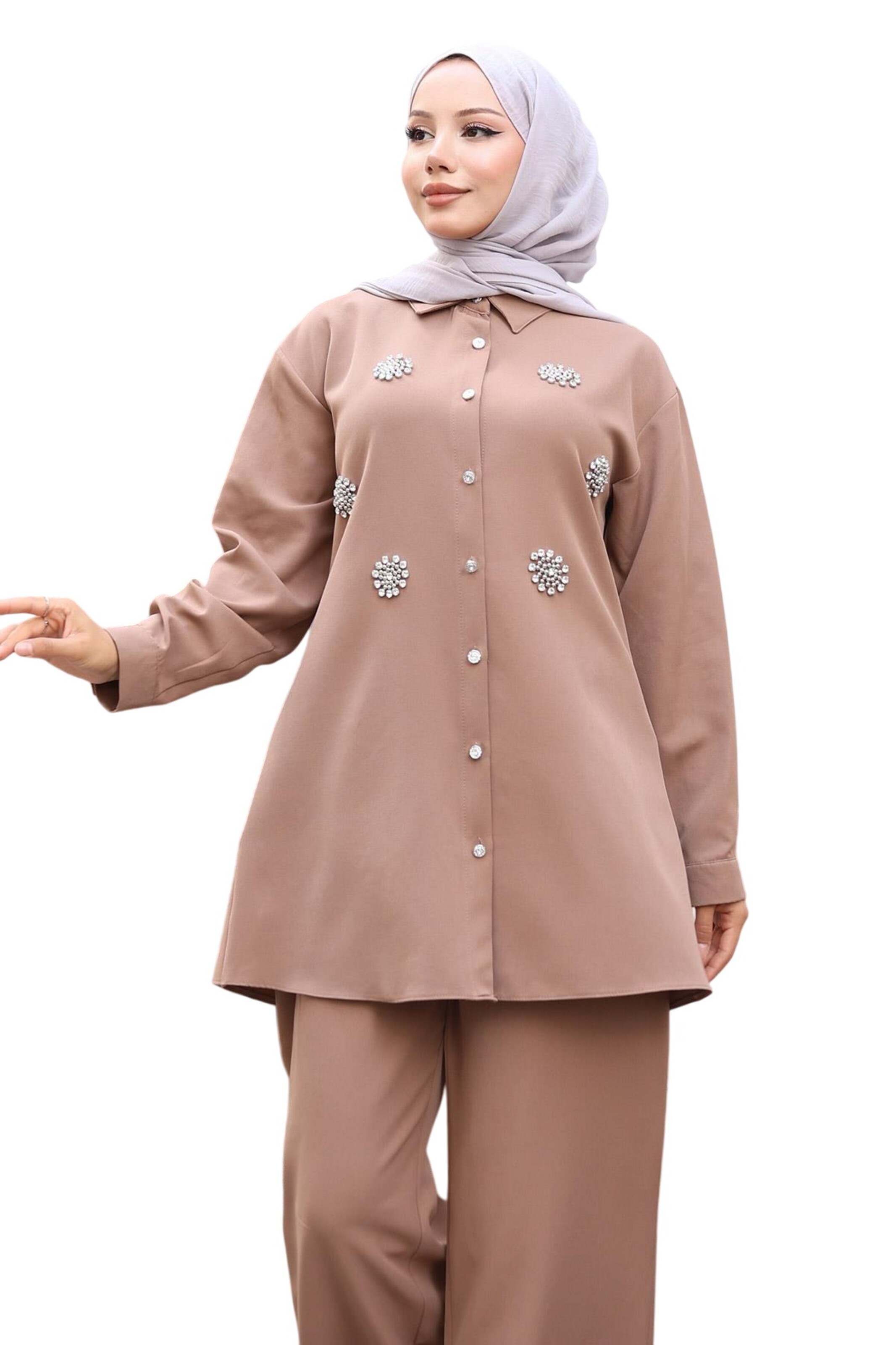 MODAMIHRAM Broekpak in Bruin