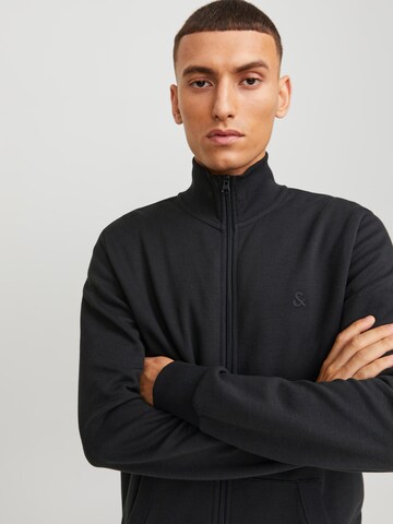 JACK & JONES Zip-Up Hoodie 'Epaulos' in Black