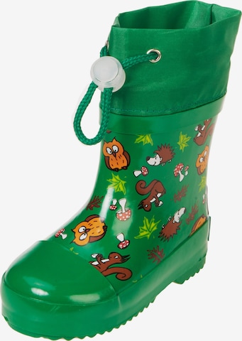 PLAYSHOES Rubber Boots 'Waldtiere' in Green: front