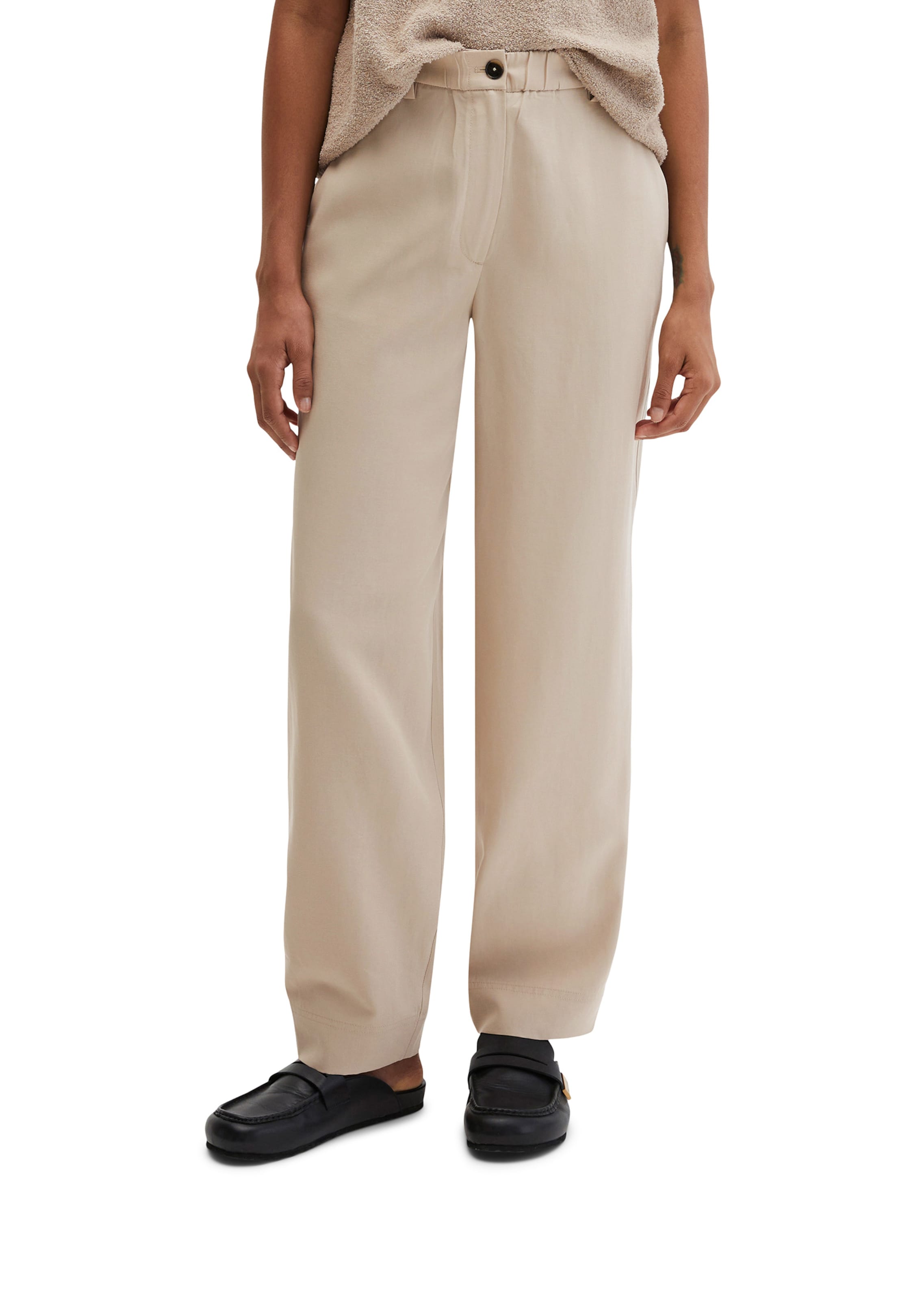 Marc O'Polo Barrel Trousers in Beige: front