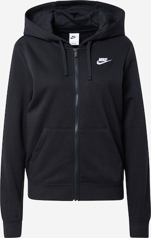 Nike Sportswear Zip-Up Hoodie 'Club Fleece' in Black: front