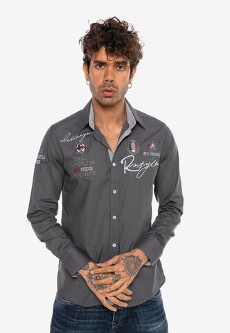 Redbridge Slim fit Button Up Shirt in Grey: front