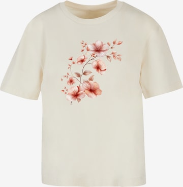 T-shirt oversize 'Rosa Blumenzweig 3D' F4NT4STIC en beige : devant