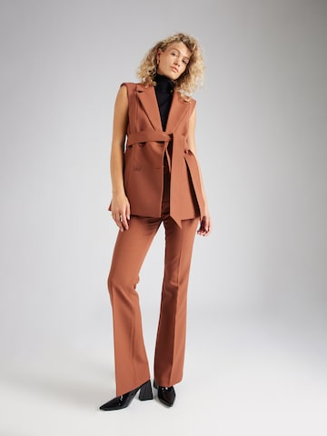 ABOUT YOU x Iconic by Tatiana Kucharova Flared Pleated Pants 'Farina' in Brown