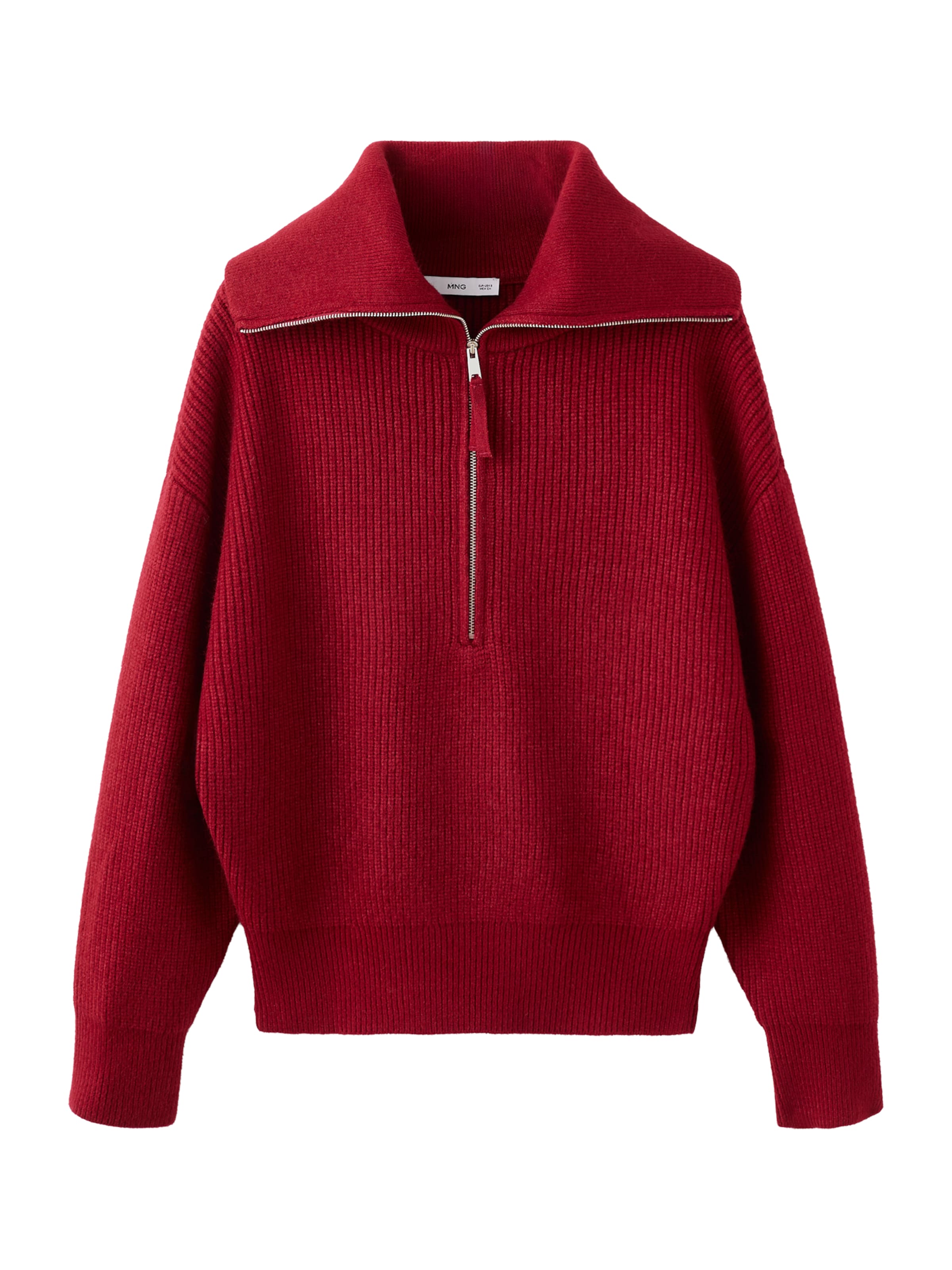 Pulover 'Rizin' de la MANGO pe roșu: față