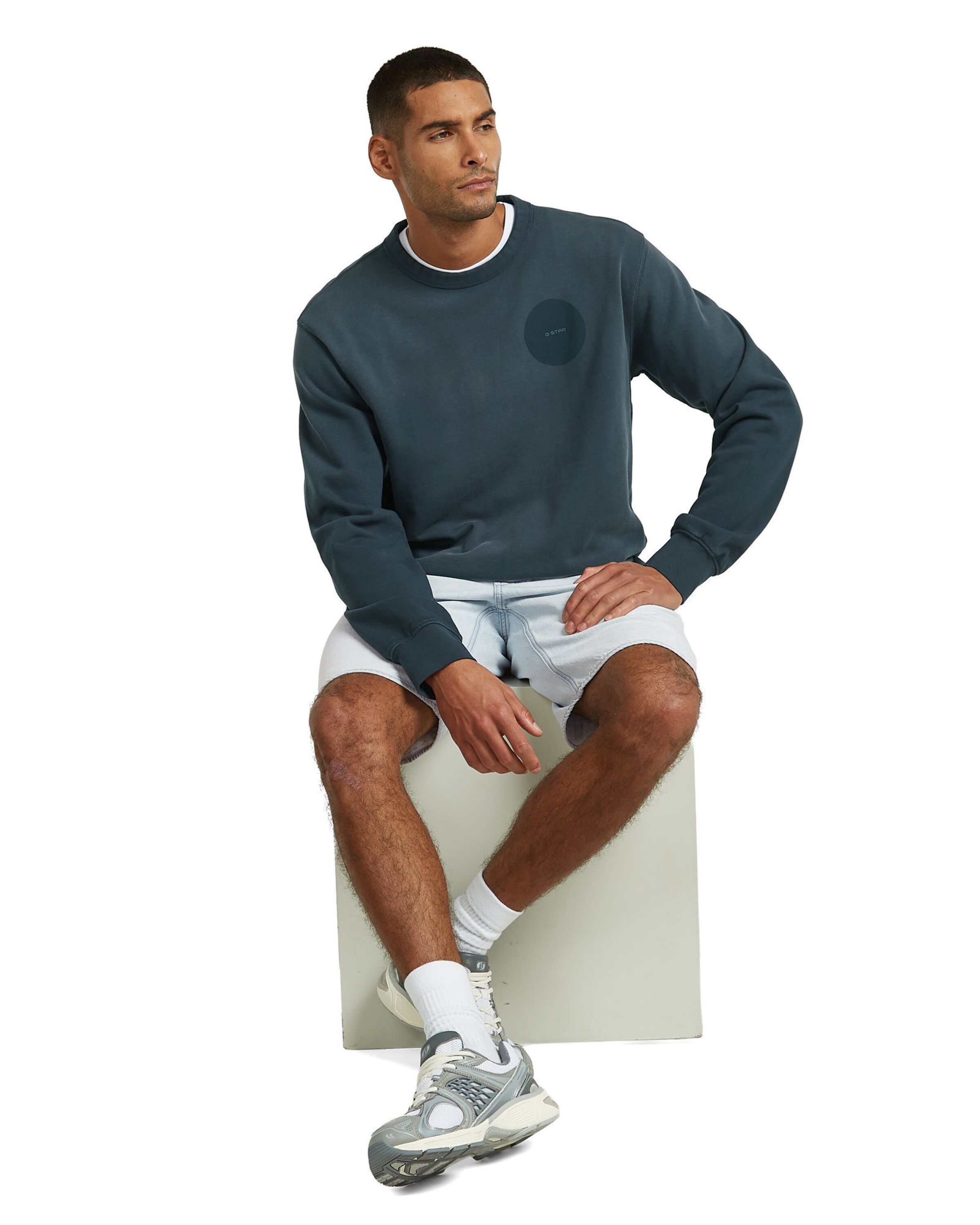 G-STAR Sweater - 'Sunfaded Sweater' in Blau