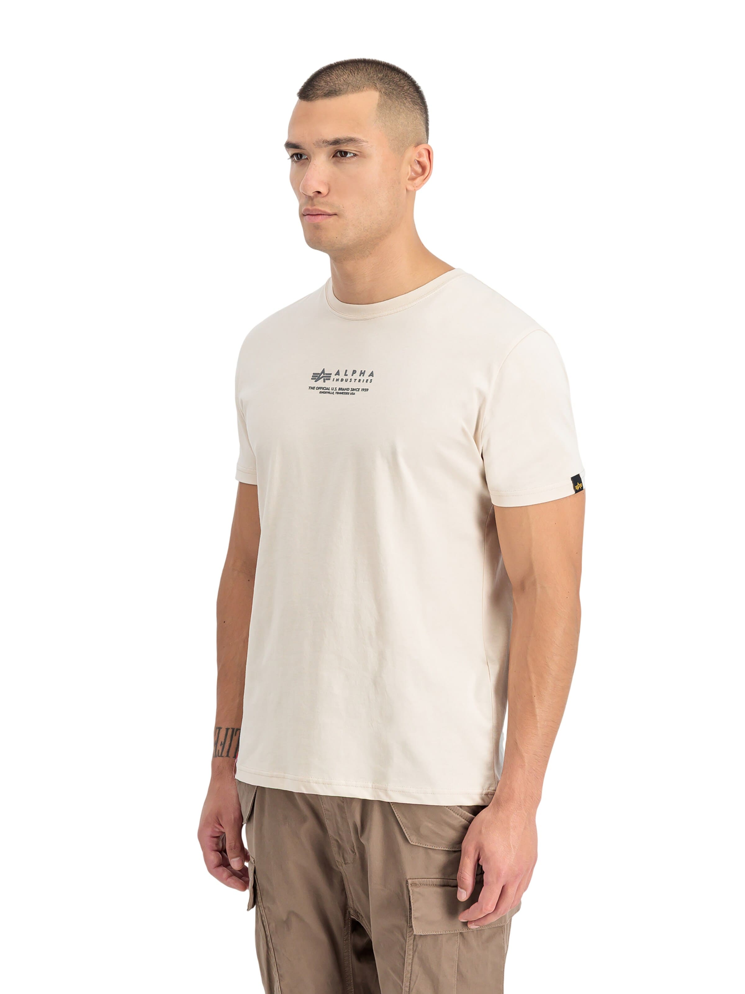 ALPHA INDUSTRIES Shirt 'Alpha Wording'‌‌‌‌ in Weiß