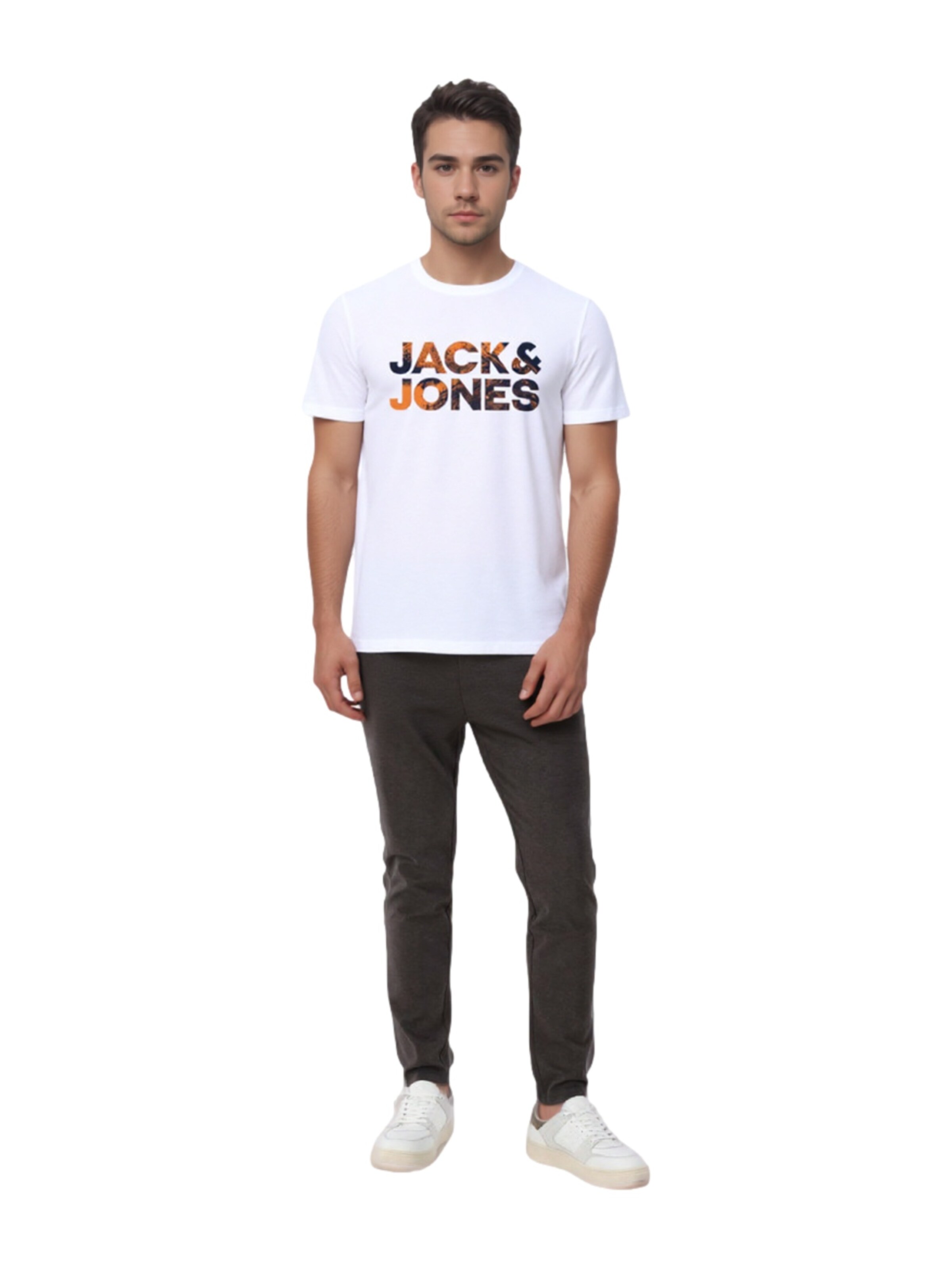 balta JACK & JONES Marškinėliai 'Distressed'
