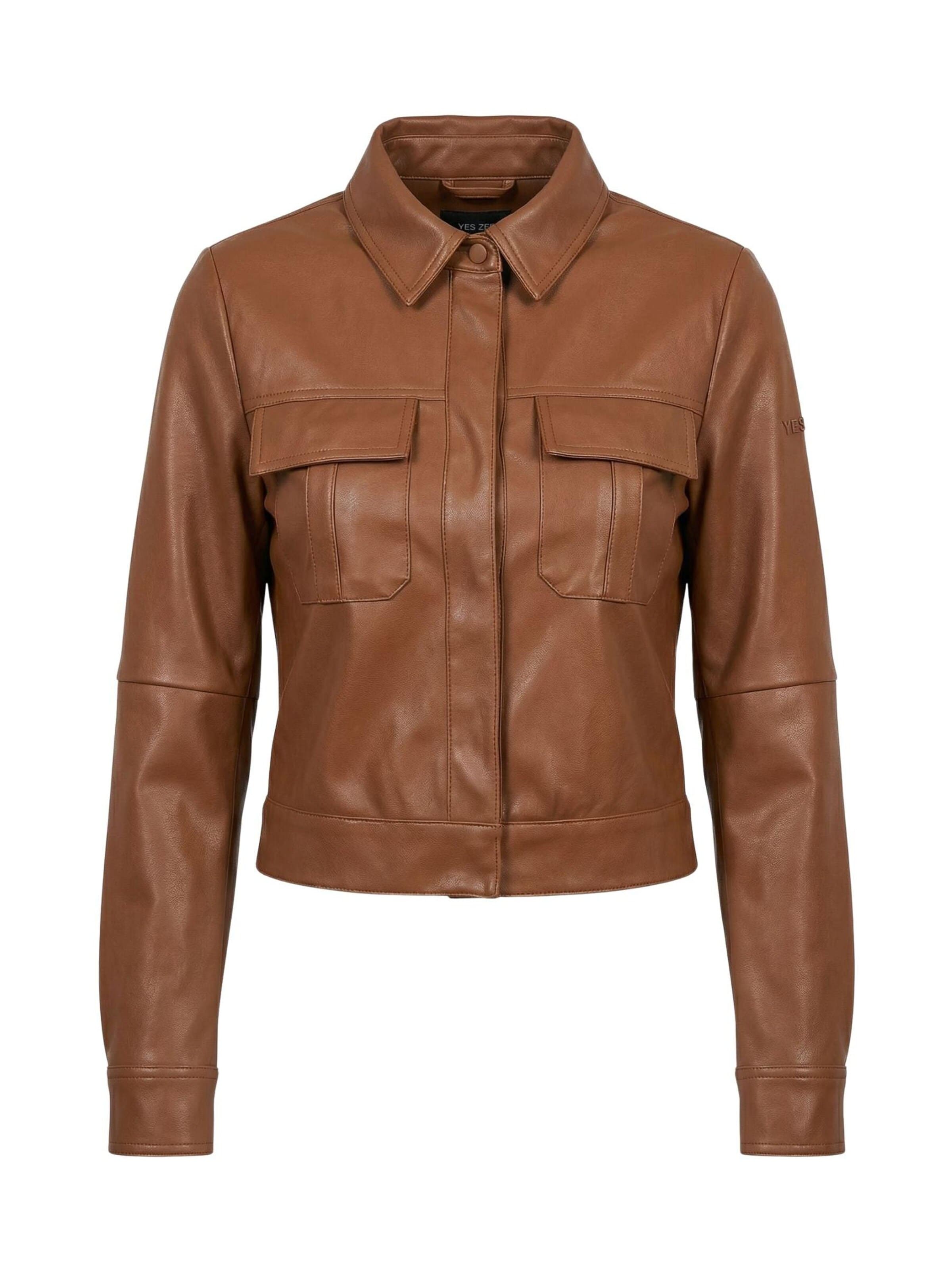 Yes Zee Between-season jacket 'YES ZEE GIUBBINO YES ZEE GIUBBINO' in Brown: front