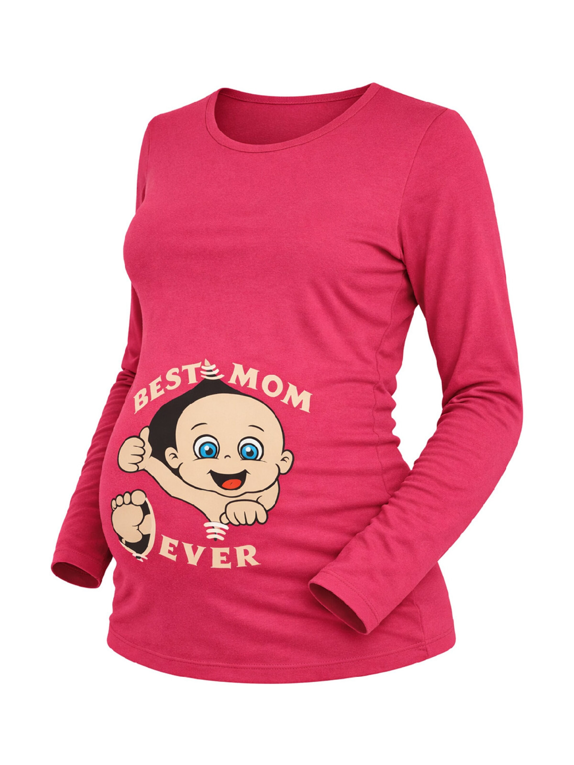 M.M.C. Shirt 'Best Mom Ever Umstandslangarmshirt' in Pink: front