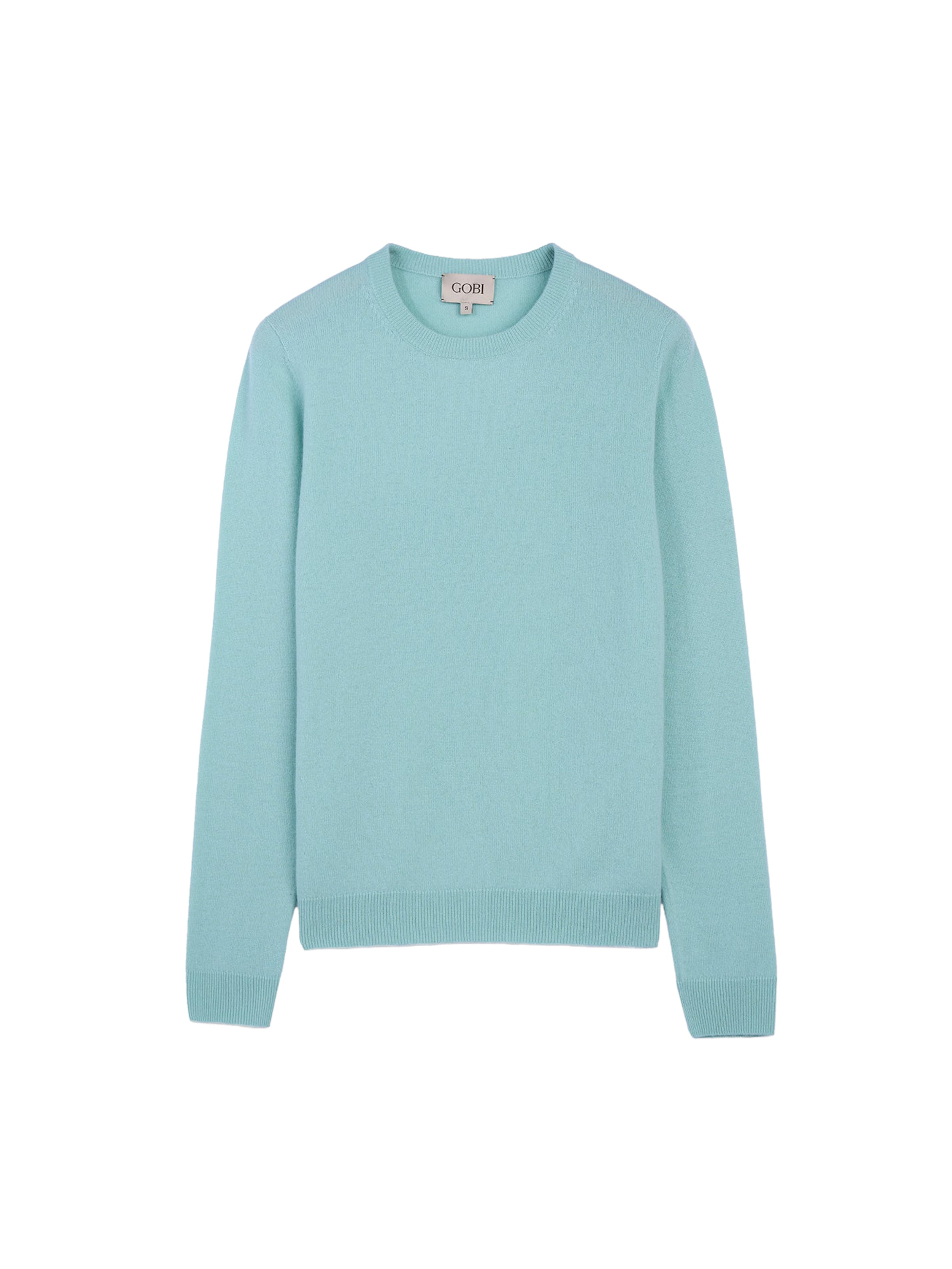 GOBI Cashmere Trui 'Women's Essential Cashmere Crewneck Sweater' in Blauw: voorkant