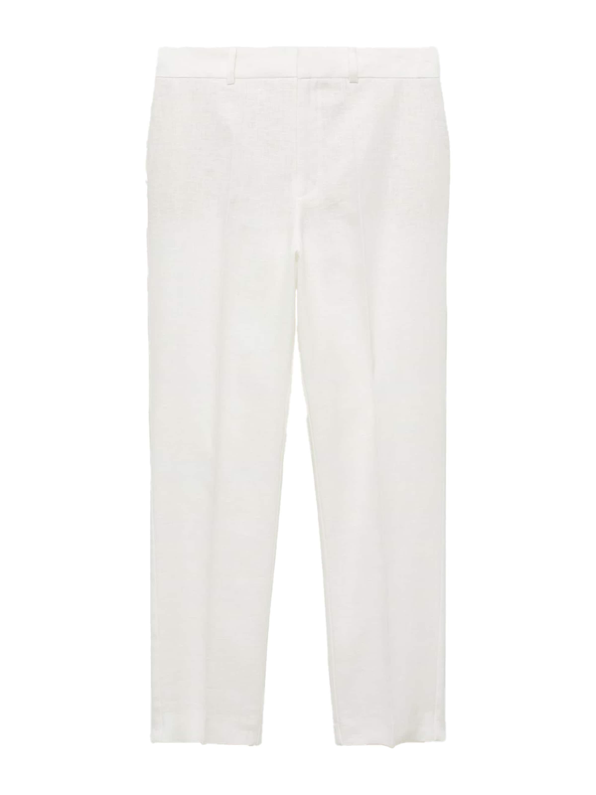 Pantaloni cu dungă 'Boreli' de la MANGO pe alb: față