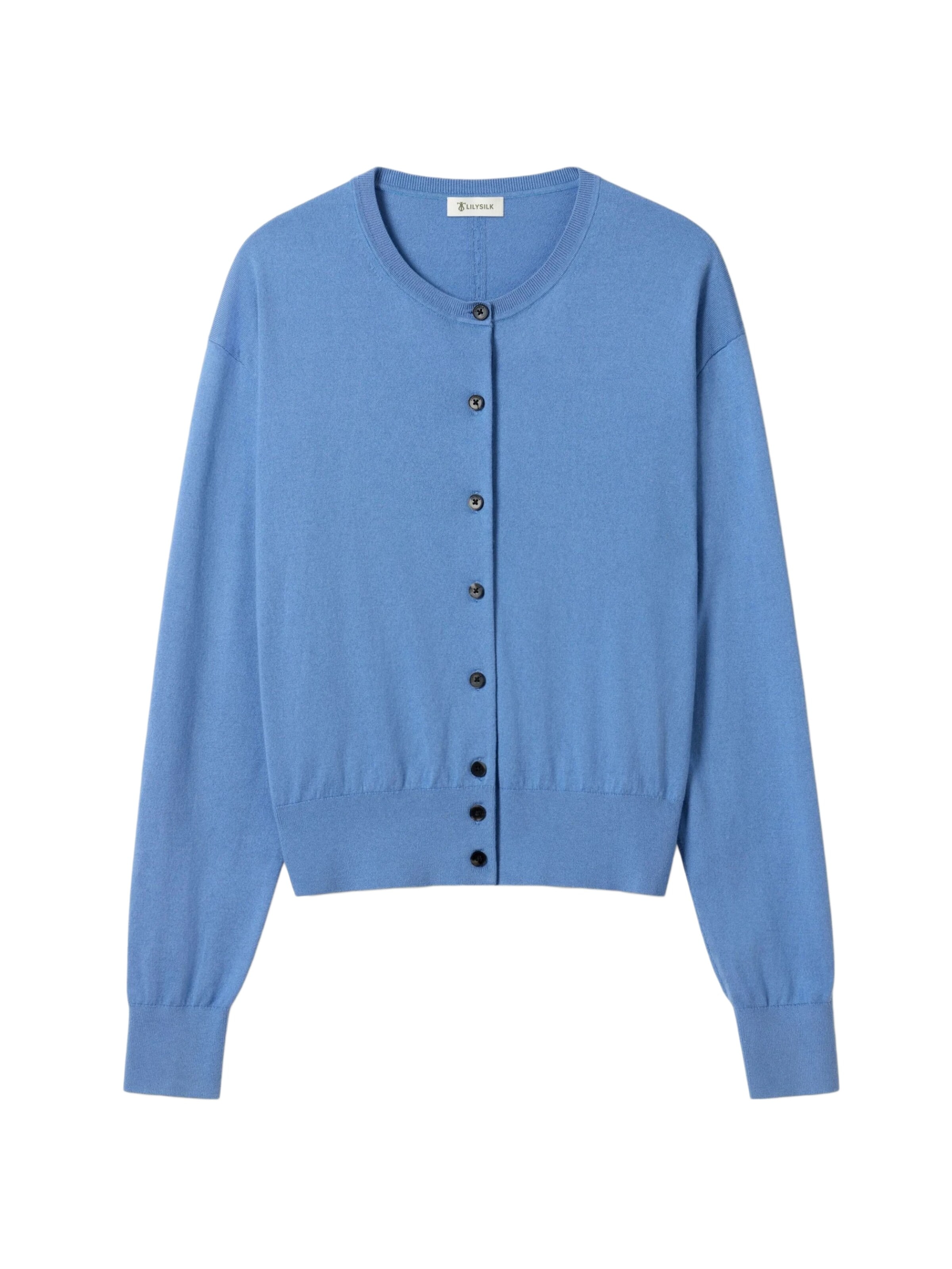 Lilysilk Strickjacke 'Rundhals-Cardigan aus Seiden-Kaschmir-Mix'‌‌‌ in XS in blau, Produktansicht