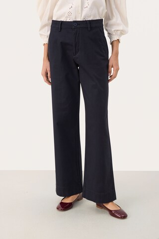Part Two Wide Leg Bukser 'Belme' i blå: forside