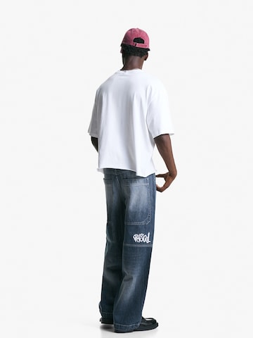 Baggy Jeans de la Bershka pe albastru