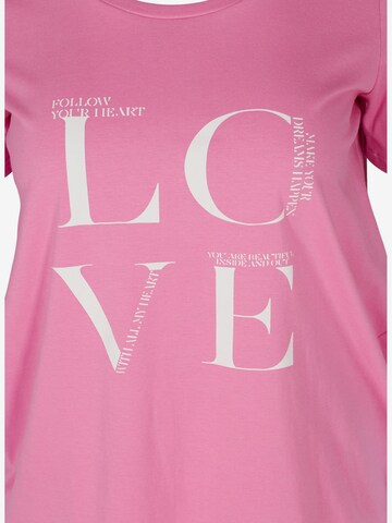 Zizzi T-Shirt 'Vvera' in Pink