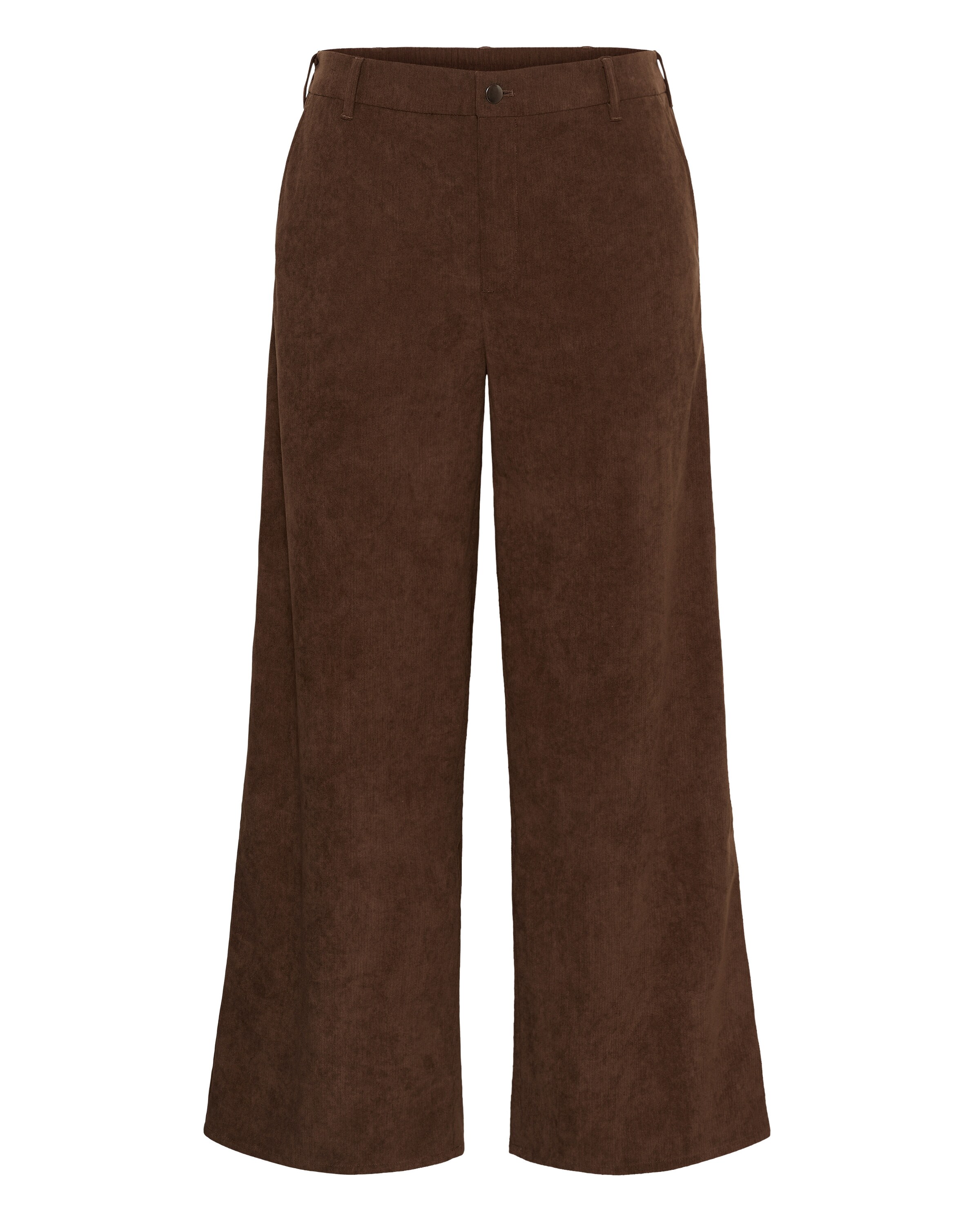 Wide Leg Pantalon 'Freja' KAFFE CURVE en marron : devant