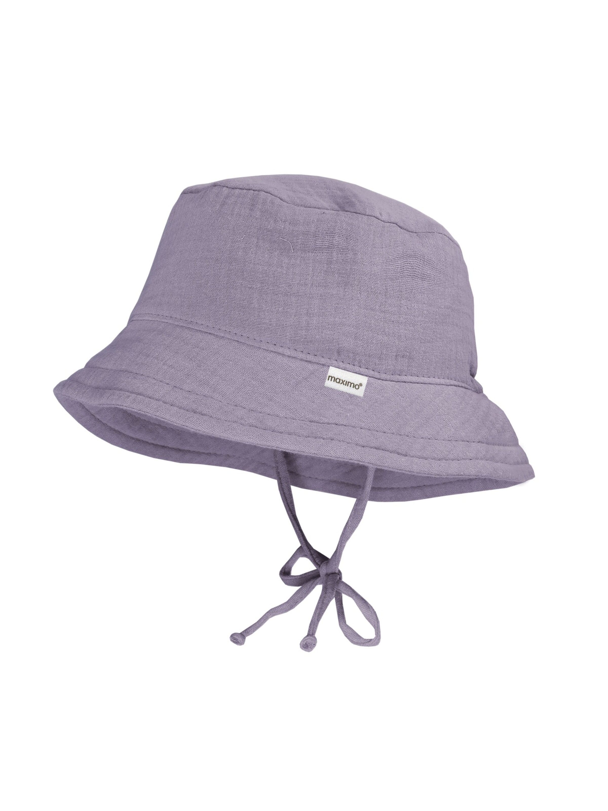 MAXIMO Hat 'GOTS MINI-Hut, Bindeband Musselinstoff, Futter, UV' in Purple: front