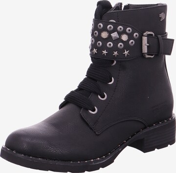 TOM TAILOR DENIM Lace-Up Ankle Boots in Black: front