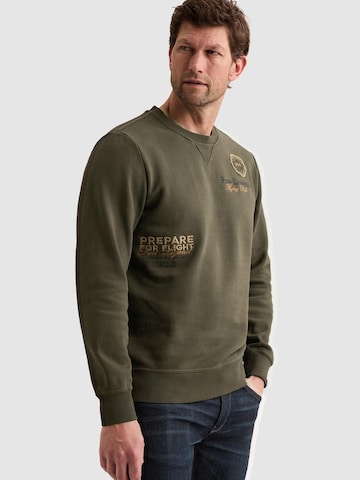 PME Legend Sweatshirt 'Sweatshirt with garment-dye wash and artworks' i grøn