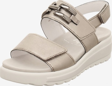 Sandales 'Sandale Damen H3085 Hanna H Weite stone Echtleder in grau' SEMLER en gris : devant