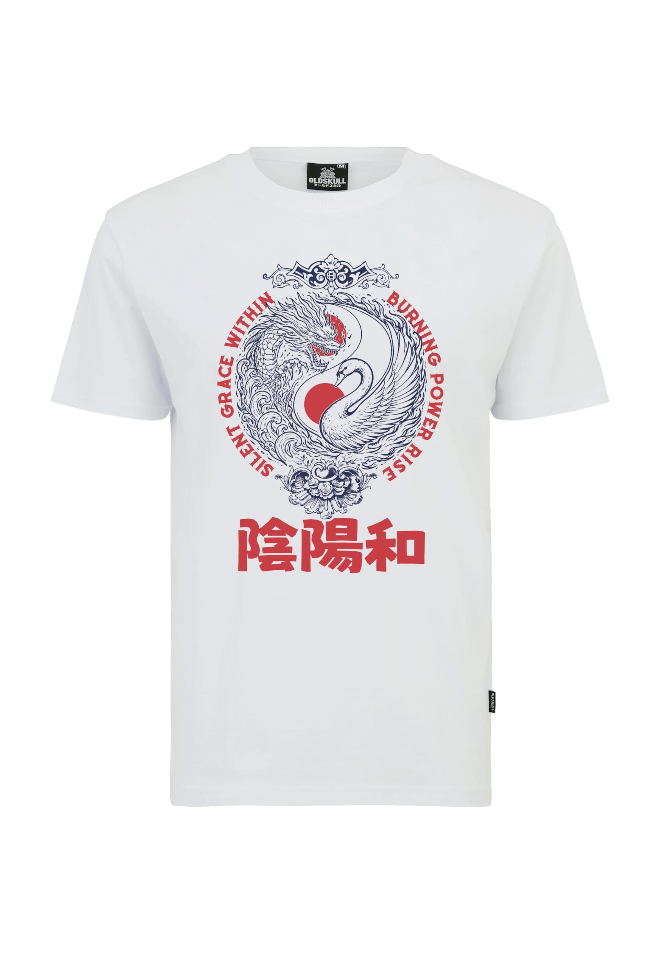 Oldskull Shirt 'Asian Yin Yang Unity Graphic' in White: front