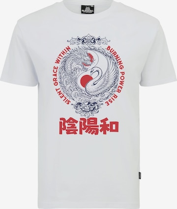 Oldskull Shirt 'Asian Yin Yang Unity Graphic' in White: front