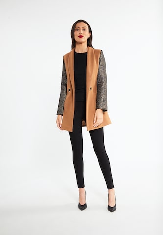 faina - Sobretudo meia-estação em castanho