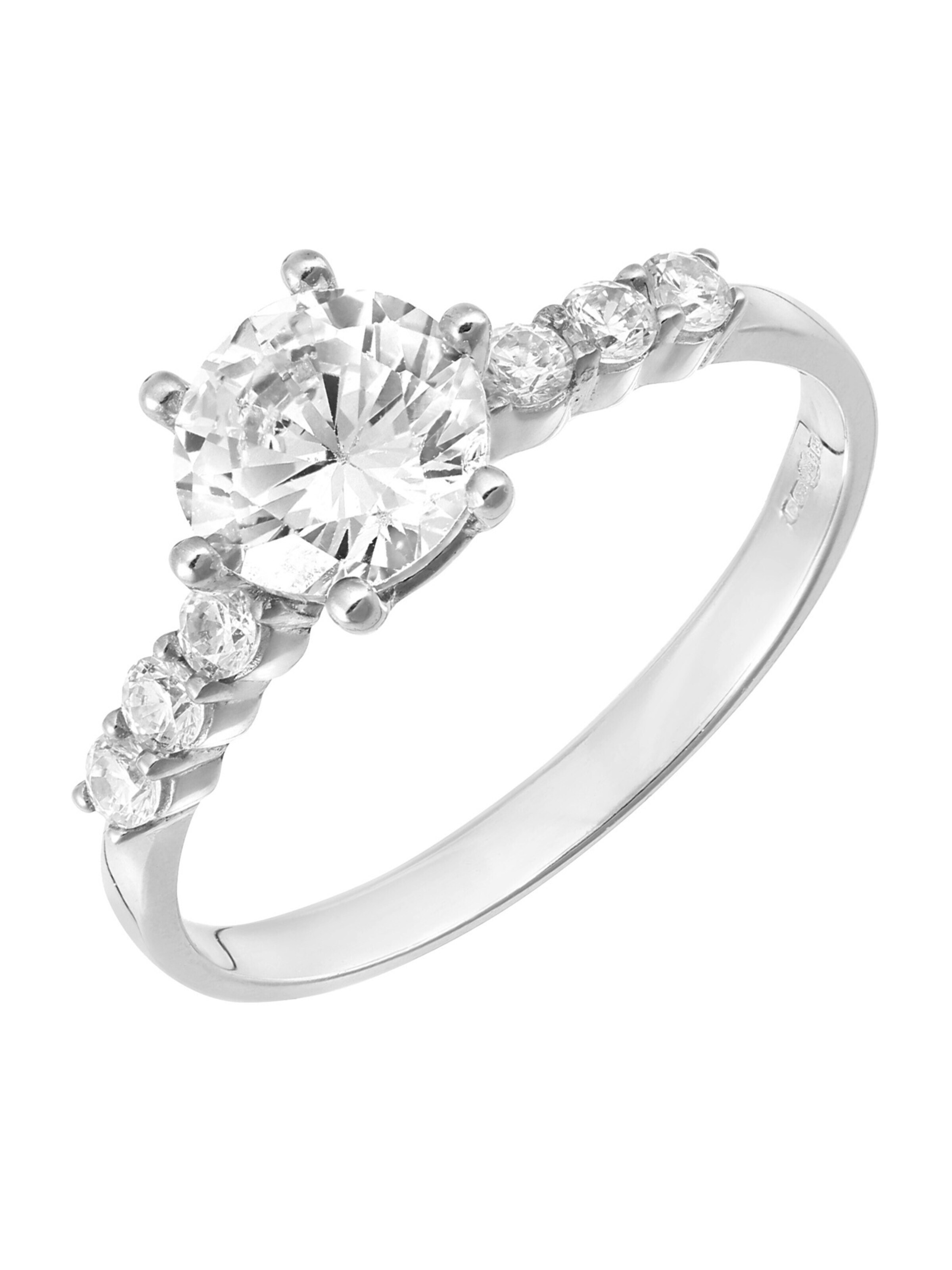 DIAMANT LETERNEL Ring 'Verlobungsring aus 375 Weißgold mit Zirkonia'‌ in Silber