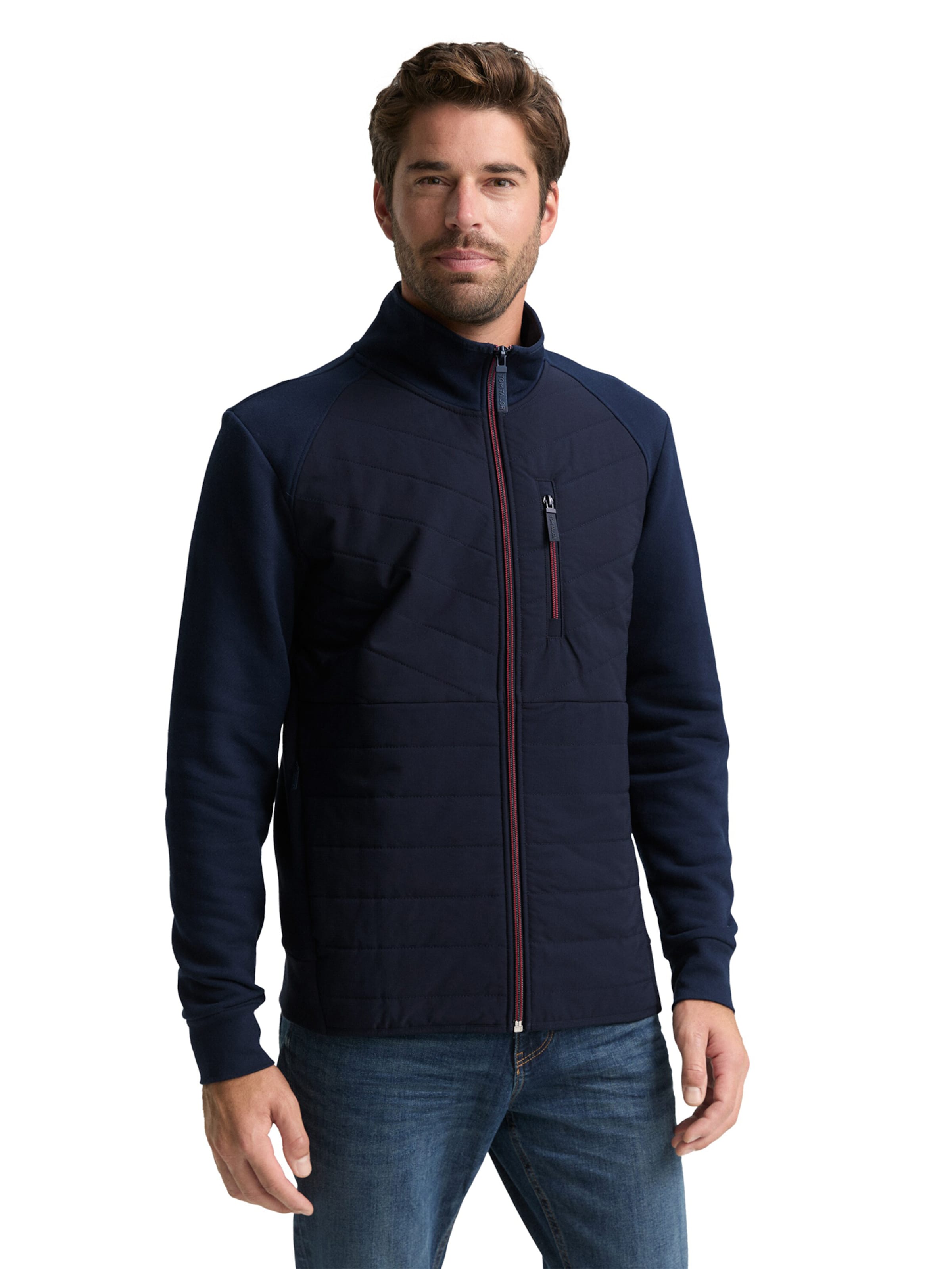 TOM TAILOR Sweat jacket in Blue: front