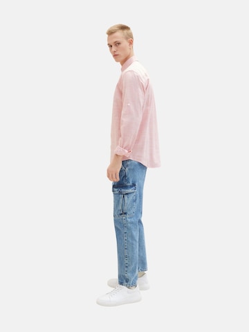 TOM TAILOR DENIM Comfort fit Button Up Shirt in Pink