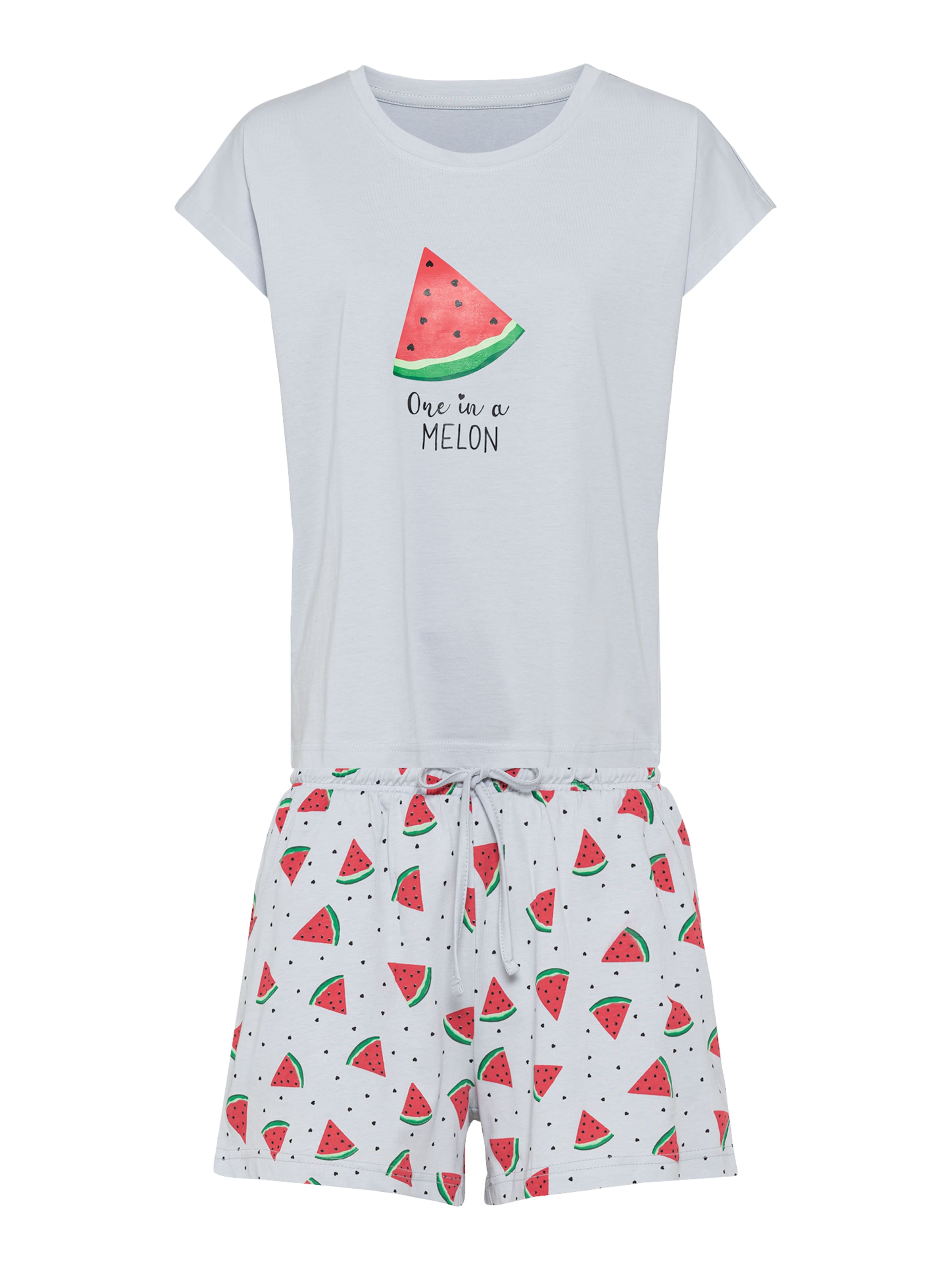 VIVANCE Pyžamo 'VD fruits' - Sivá: predná strana