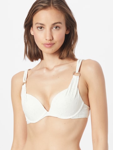 Hunkemöller Push-up Bikinový top 'Broderie' - biela: predná strana