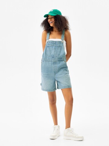 Bershka Regular Dungaree jeans in Blue