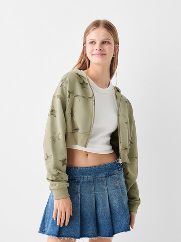 Veste de survêtement Bershka en beige : devant